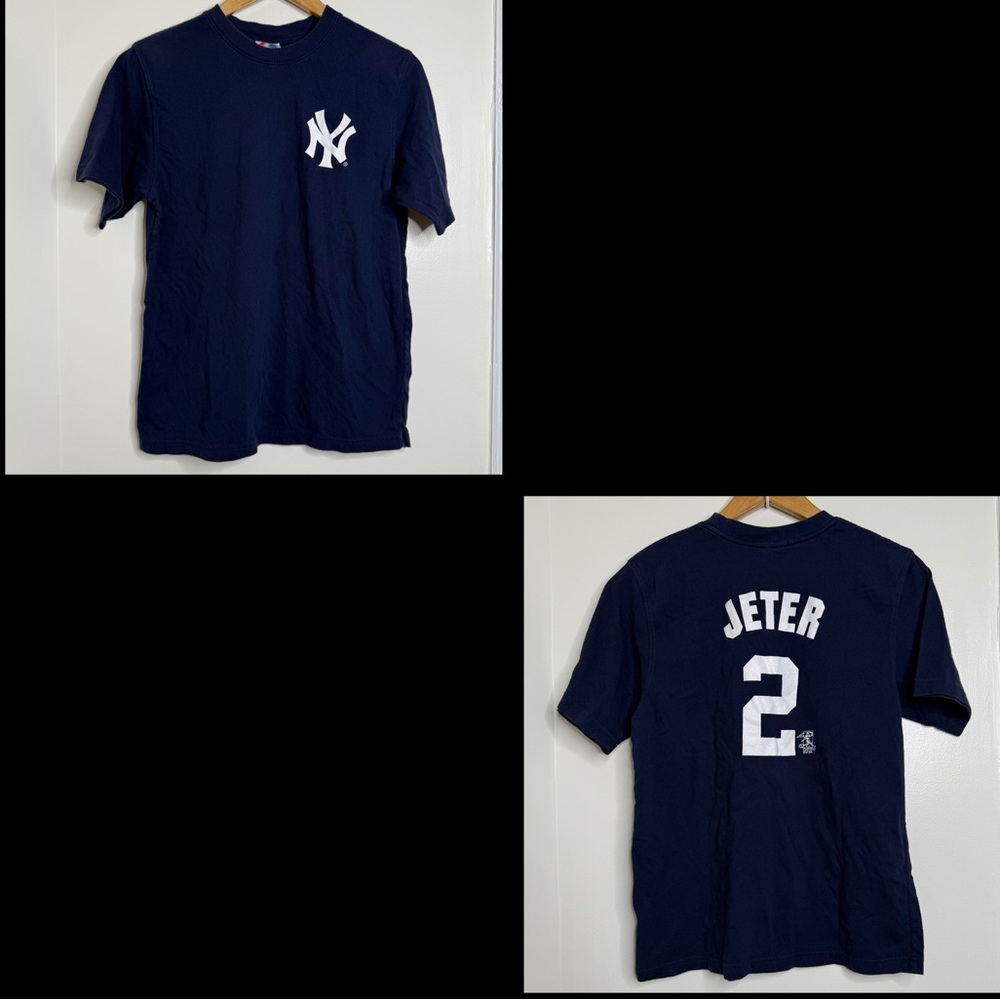 Majestic New York Yankees Derek Jeter #2 T Shirt Kids Size 14/16 Unisex